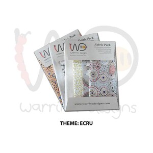 Confezione di tessuti: disegni aborigeni in ecrù 4 x 25 cm pezzi