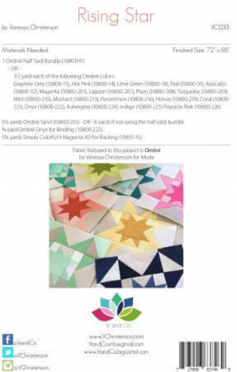 V and Co Criss Cross Applesauce Quilt Pattern ONLY by Vanessa Christenson using MODA Ombre Fabrics VC1232
