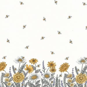 Moda Fabrics: Honey and Lavender Border Print on Milk by Deb Stain 56088 11 FAT QUARTER