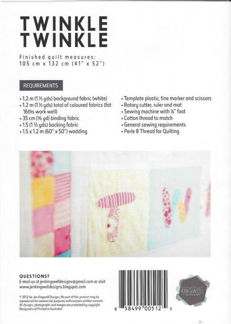Jen Kingwell Designs Twinkle Twinkle Little Star Baby Quilt PATTERN ...