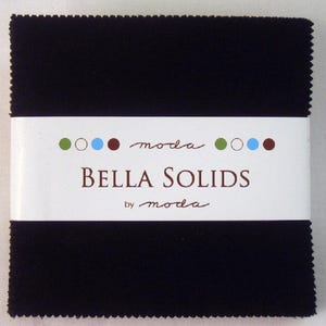 Bella Solids Black CHARM SQUARE Moda Fabrics 5 inch Squares Quilting Precut 9900-99 PP
