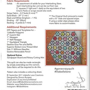 Lilabelle Lane Creations Gone Crazy Hexagon Quilt PATTERN ONLY English Paper Piecing EPP Project LL014 image 3