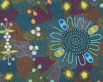 Aboriginal Design: Bush in Jade by Tanya Price FAT QUARTER
