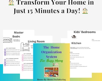Home Organization Printable for Moms | Clutter Free Home Planner PDF | Room by Room Declutter Guide | Busy Mom Home Management