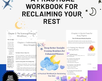 Sleep Routine Workbook for Women | Evening Self Care Printable PDF | Better Sleep Guide | Bedtime Routine Digital Download