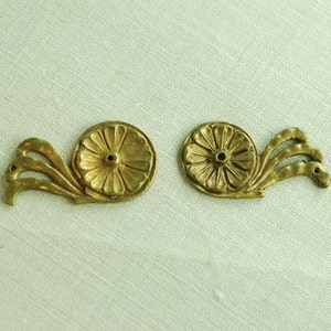 ES120 Set of 2 Antique Hardware, French decor, French vintage, ormolu, furniture appliqué, 18th century, brass trim, salvage hardware,