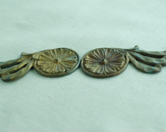 ES 105 Set of 2 Antique Brass Furniture Appliqués: French Ormolu Filigree