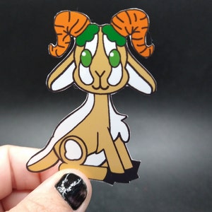 Cryptid cutie critters, carrot horned moutain goat, 2.5&quot; vinyl sticker