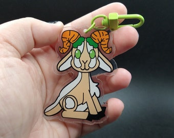 Cryptid cutie critter, carrot horned goat, acrylic keychain