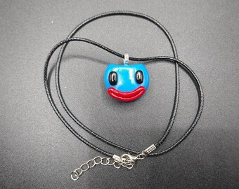 Made to order, PPT, blue monster, polymer clay necklace