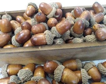 Fake Natural Acorns With  Real Caps Very Realistic Acorns - Great for Holiday decorating, crafts, centerpieces, wedding decor and more