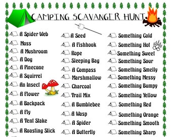 Spring Camping Scavenger Hunt Printable, Camping Fun Nature Scavenger Hunt Card Template, Camping Outdoor Treasure Hunt,Backyard Hunt Games