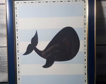 Coastal Whale Wall Art Print, Nautical Decor Set (Digital Download)