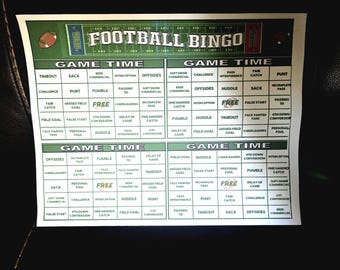 Football Bingo, Football Party Game, Fall Sports Tailgating Activity
