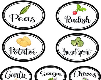 DIY Garden Markers Printable, Vegetable Herb Plant Labels (Digital Download)