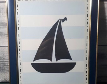 Coastal Nautical Nursery Art, Sailboat Anchor Whale Print Set (Digital Download)