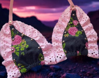 Bralette de encaje de pana floral