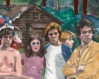 Friday the 13th Watercolor Art Print: Camp Crystal Lake Horror Movie Fan Art