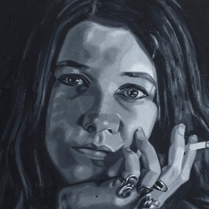 Janis Joplin Oil Painting Print – Vintage Rock Wall Art – 60s Music Legend Tribute