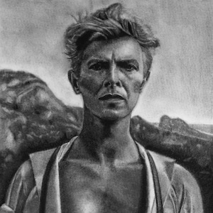 David Bowie Charcoal Drawing Art Print