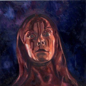 Carrie Horror Art Print – Bloody Prom Queen Oil Painting - Stephen King Wall Decor, Halloween Gothic Horror Art
