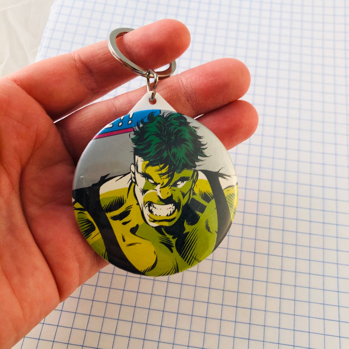 The Incredible Hulk keychain made with recycled comics Etsy