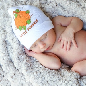 Newborn Pumpkin Hat for Fall, Halloween, and Thanksgiving (baby boy, baby girl, baby hospital hat, baby beanie, infant hat, baby pumpkin)
