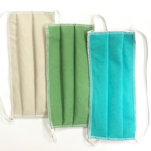 5 Face Masks, Washable Cotton 3 Layer – Reusable Unisex Adult Masks with Head Straps