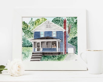 Custom Hand Painted Watercolor Home Painting