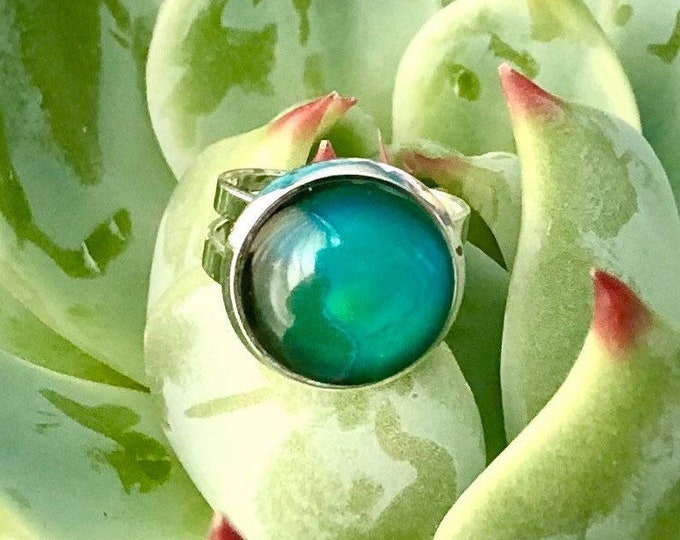 Mood Ring- Colour-Changing Adjustable Silver Mood Ring-Small