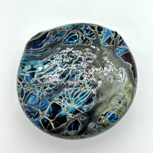 Hand Blown Hollow Lampwork Glass Pendant/Teal and Black Blown Lampwork Glass Bead/Artisan Glass Jewellery Supplies