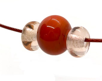 Handmade Lampwork Glass Bead Choker: Orange & Peach Necklace
