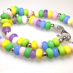Handgemachte &quot;Sweetie&quot; Glasperlen Halskette-Multi Bead Pastell Farbe handgemachte Glasperlen mit Sterling Silber Verschluss
