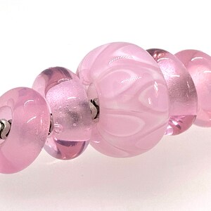 Pink Lampwork Glass Bead Set: Handmade Big Hole Beads for Leads