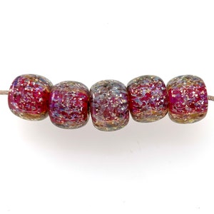 Handmade Glass Bead/Lampwork Glass Bead Set/Sparkly Dark Cranberry Glass Beads