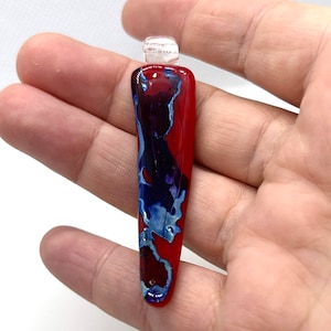 1 Handmade Glass Pendant / Red and Blue Lampwork Glass Pendant / Lampwork Pendant for Jewellery Making