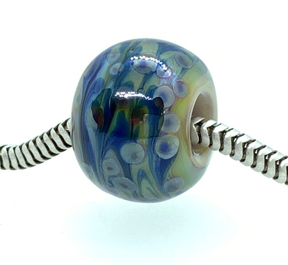 Handmade Large Hole Lampwork Beads, Glass Charm Set, Green