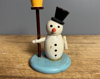 Snowman with lantern and cylinder collector wooden figure figure Erzgebirge GDR GDR