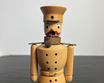 Incense Man Soldier Collector Smoker Wooden Figure Erzgebirge 90s Natural Wood Look GDR #022