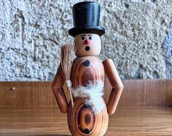 Smoker Smoker Wooden Figure Erzgebirge Snowman GDR 80s