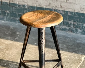 60 cm ROWAC workshop stool vintage 3 leg marked