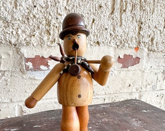 Smoking man hiker wooden figure figure Erzgebirge 70s