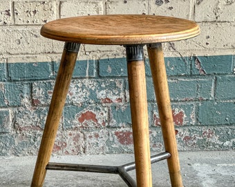 ROWAC stool workshop stool 3-legged industrial stool Robert Wagner Chemnitz 40s