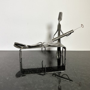 Figure Doctor Patient Hospital Art Iron Figure Metal Statue Simple