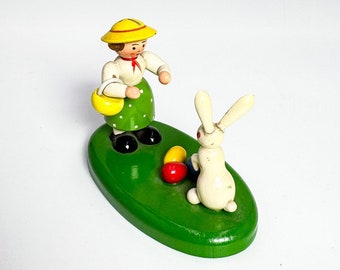 Easter bunny figure with bank eggs handmade Erzgebirge 50s GDR star head logo