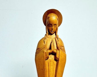 Madonna Maria figure Mother of God Erzgebirge wood carving gift handmade prayer minimalist