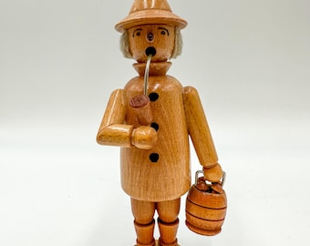 Smoking Man Mushroom Collector Smoker Wooden Figure Erzgebirge 01