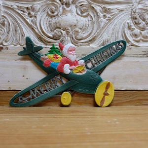Embossed cartone Christmas Airplane Decorazione di Natale oE montagne