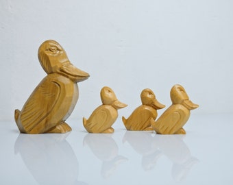Ducks wooden figure figure Ore Mountains duck family GDR