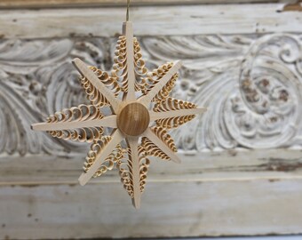 Wood Star Spanbaum Star Window Decoration Snowflake Ore Mountains